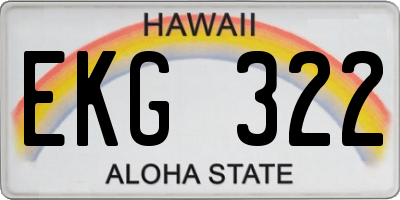 HI license plate EKG322
