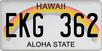 HI license plate EKG362