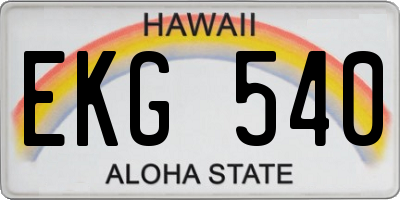 HI license plate EKG540