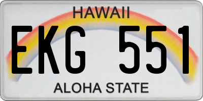 HI license plate EKG551