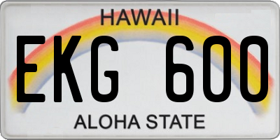 HI license plate EKG600