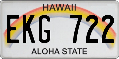 HI license plate EKG722
