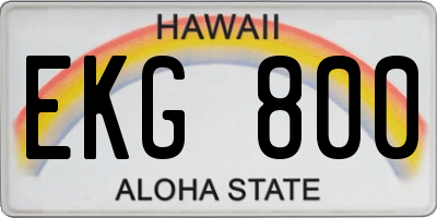 HI license plate EKG800