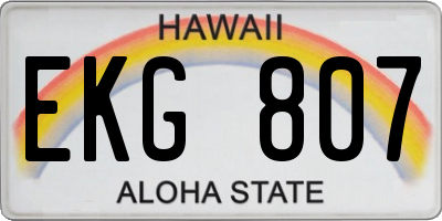 HI license plate EKG807