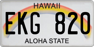 HI license plate EKG820