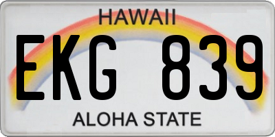 HI license plate EKG839