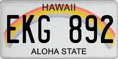 HI license plate EKG892