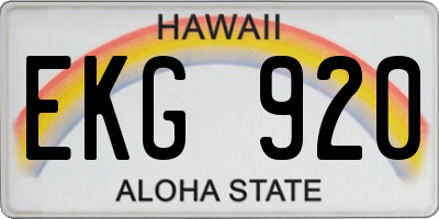 HI license plate EKG920