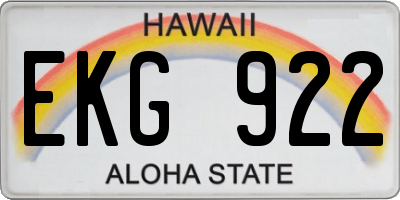 HI license plate EKG922