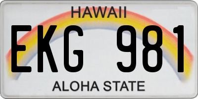 HI license plate EKG981
