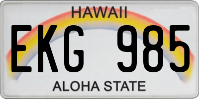 HI license plate EKG985