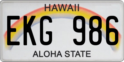 HI license plate EKG986