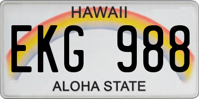 HI license plate EKG988