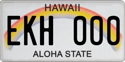 HI license plate EKH000