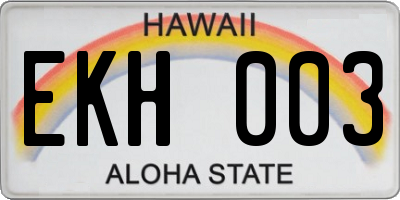 HI license plate EKH003