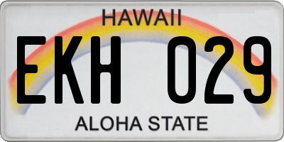 HI license plate EKH029