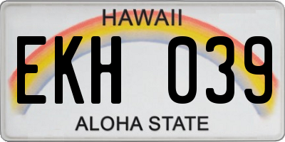 HI license plate EKH039