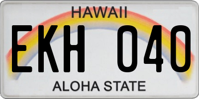 HI license plate EKH040