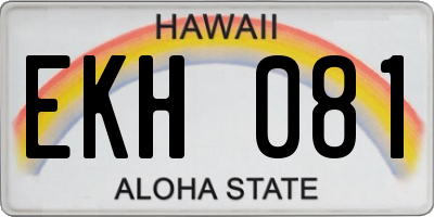 HI license plate EKH081