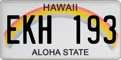 HI license plate EKH193