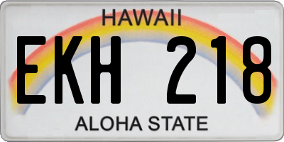 HI license plate EKH218