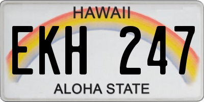 HI license plate EKH247