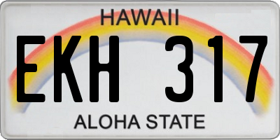 HI license plate EKH317