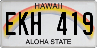 HI license plate EKH419