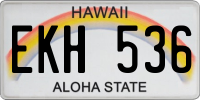 HI license plate EKH536