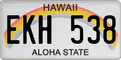 HI license plate EKH538