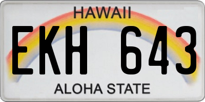 HI license plate EKH643