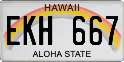 HI license plate EKH667