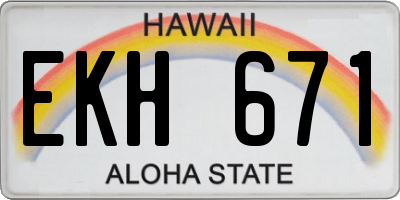 HI license plate EKH671
