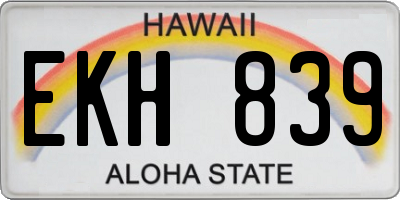 HI license plate EKH839