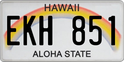 HI license plate EKH851