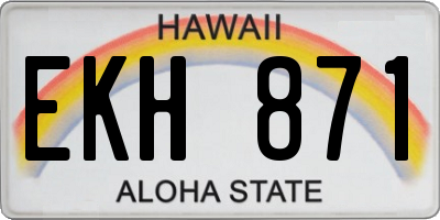 HI license plate EKH871