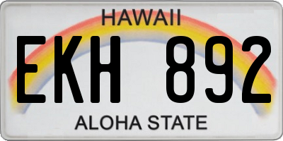 HI license plate EKH892