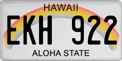HI license plate EKH922