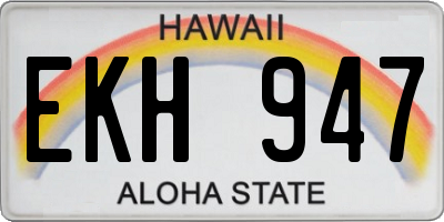 HI license plate EKH947