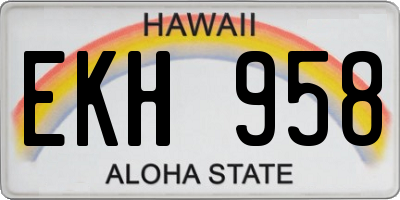 HI license plate EKH958