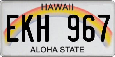 HI license plate EKH967