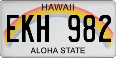 HI license plate EKH982