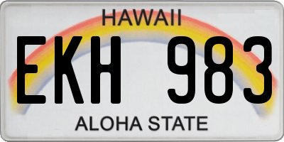 HI license plate EKH983