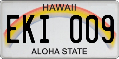 HI license plate EKI009