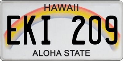 HI license plate EKI209