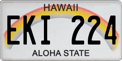 HI license plate EKI224