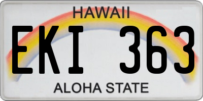 HI license plate EKI363