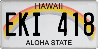 HI license plate EKI418