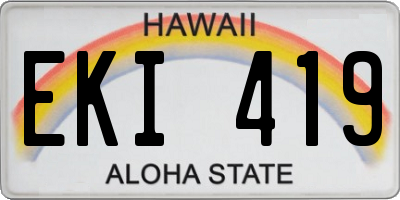 HI license plate EKI419