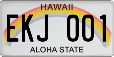 HI license plate EKJ001